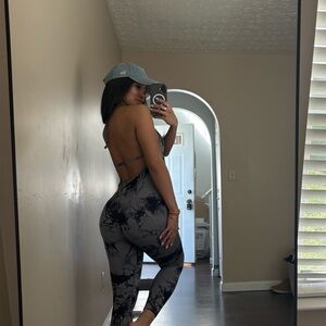 Butt lifter Tie-Dye Halter Jumpsuit - Gray
